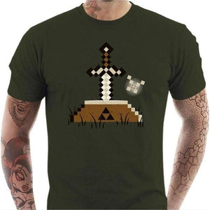 T-shirt geek homme - Zelda Craft - Couleur Army - Taille S