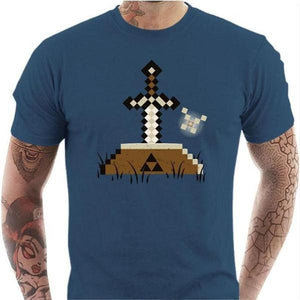 T-shirt geek homme - Zelda Craft - Couleur Bleu Gris - Taille S