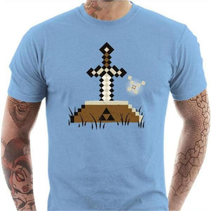 T-shirt geek homme - Zelda Craft - Couleur Ciel - Taille S