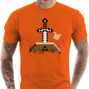T-shirt geek homme - Zelda Craft - Couleur Orange - Taille S