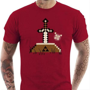 T-shirt geek homme - Zelda Craft - Couleur Rouge Tango - Taille S