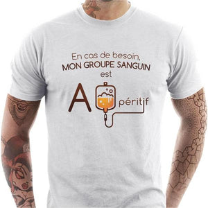 T-shirt humour homme - Apéritif - Couleur Blanc - Taille S
