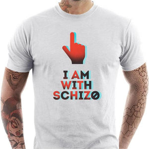 T-shirt humour homme - I am with a schizo - Couleur Blanc - Taille S