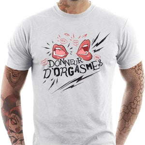 T-shirt humour homme - Orgasme bouche - Couleur Blanc - Taille S