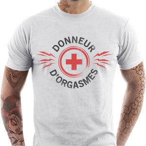 T-shirt humour homme - Orgasme pharmacie - Couleur Blanc - Taille S