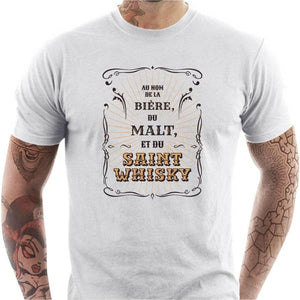 T-shirt humour homme - Saint Whisky - Couleur Blanc - Taille S