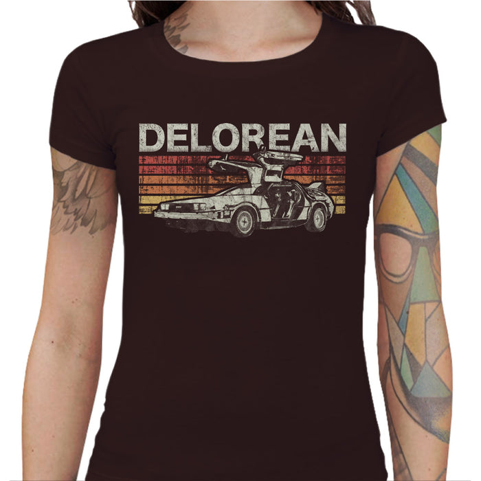 T-shirt Geekette - Retro Delorean